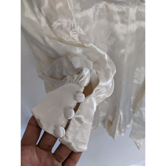 NWT Majorelle Camryn Romper S Floral Satin Jacquard Ivory - Picture 5 of 13